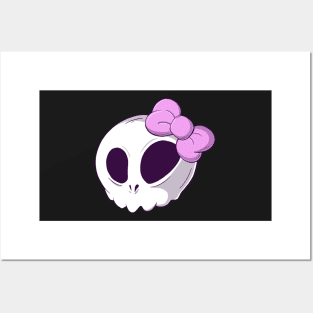 Cute Girl Skull with Bow Posters and Art